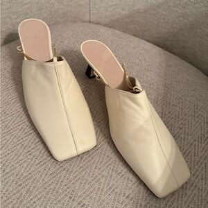 Wandler Cream Square-Toe Mules